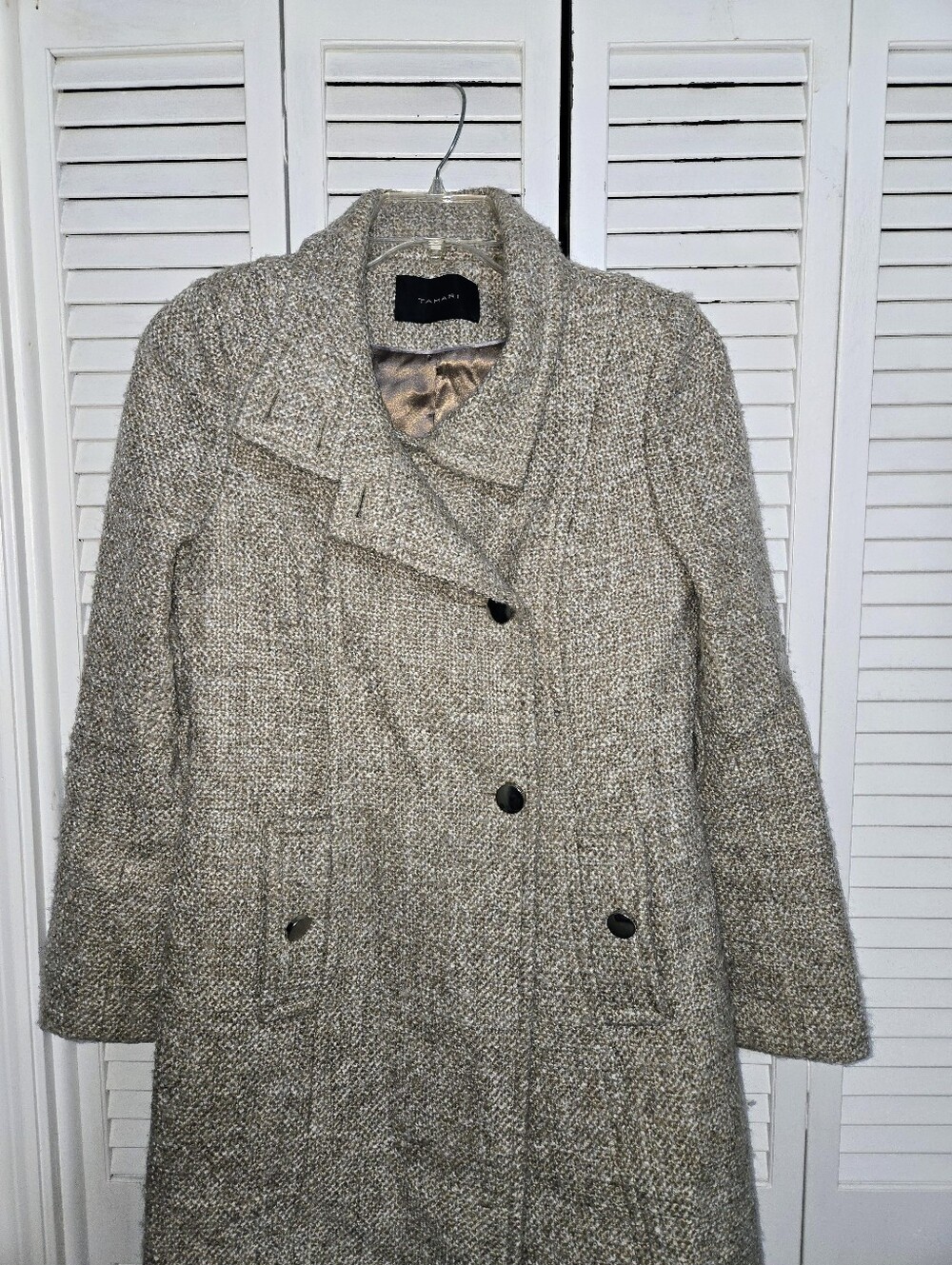 Tahari Women's 8 Tweed Wool-Blend Double-Breasted Coat - Picture 5 of 14